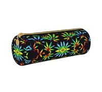 IUBBKI Astuccio per matite in pelle TieDyePotLeafWeeds Organizer per borsa porta trucchi con cerniera per ufficio scolastico