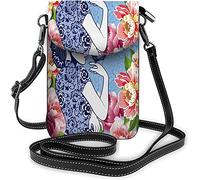 IUBBKI Borsa a tracolla floreale in stile retrò con piccola borsa per cellulare Lady Bird cinese per portafogli e borsette da donna Blu e bianco
