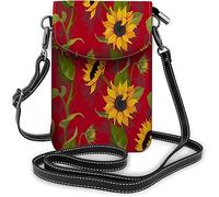 IUBBKI Borsa a tracolla piccola per cellulare con fiore di girasole Borsa a tracolla con bouquet di fiori floreali per portafogli e borsette da donna Rosso