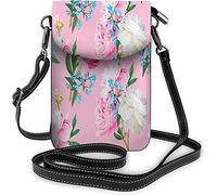 IUBBKI Borsa piccola per cellulare in marmo di ghiaccio Macchie di acquamarina Gouache Disegnato Macchie di inchiostro alcolico Borsa a tracolla con gocce bordeaux e rosa