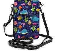 IUBBKI Borsa piccola per cellulare in pelle PU Bellissimi fiori tropicali Foglie verdi Fiori Giungla Borsa a tracolla Portafoglio da viaggio