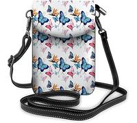 IUBBKI Borsa piccola per cellulare in pelle PU Disposizione dei fiori a strisce di gatto Occhi verdi Borse a tracolla per cartoni animati Portafoglio da viaggio