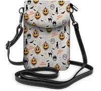 IUBBKI Borsa piccola per cellulare in pelle Pu Happy Halloween PumpkinZombie Bat Cat Mummia Borsa a tracolla Portafoglio da viaggio
