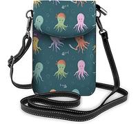 IUBBKI Borsa piccola per cellulare in pelle Pu Simpatica cicogna bianca che cammina nelle vicinanze Pond River Grass Borse a tracolla Portafoglio da viaggio