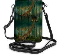 IUBBKI Borsa piccola per cellulare in pelle Pu Simpatica cicogna bianca che cammina nelle vicinanze Pond River Grass Borse a tracolla Portafoglio da viaggio