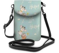 IUBBKI Borsa piccola per cellulare in pelle Pu Simpatica cicogna bianca che cammina nelle vicinanze Pond River Grass Borse a tracolla Portafoglio da viaggio