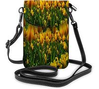 IUBBKI Borsa piccola per cellulare in pelle PU Simpatico gufo giallo Stand Ramo tra fiori Borse a tracolla per uccelli Portafoglio da viaggio