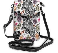 IUBBKI Borsa piccola per cellulare in pelle PU Simpatico gufo giallo Stand Ramo tra fiori Borse a tracolla per uccelli Portafoglio da viaggio