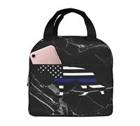 IUBBKI Borsa termica per il pranzo della linea blu sottile del pastore tedesco con borsa termica riutilizzabile tascabile per picnic sulla spiaggia