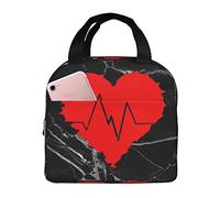 IUBBKI Borse per il pranzo con battito cardiaco Scatola per il pranzo isolata con borsa termica riutilizzabile tascabile per picnic sulla spiaggia