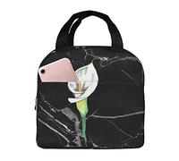 IUBBKI Borse per il pranzo con fiori di giglio Scatola per il pranzo isolata con borsa termica riutilizzabile tascabile per picnic sulla spiaggia