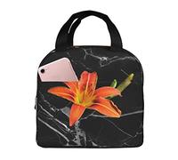 IUBBKI Borse per il pranzo con giglio arancione Scatola per il pranzo isolata con borsa termica riutilizzabile tascabile per picnic sulla spiaggia