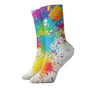 IUBBKI Calzini corti per adulti 30 cm colori arcobaleno scarabocchiare unisex calzini classici calzini sportivi calze sportive per uomo donna corsa fitness uso quotidiano, Come nella foto, 40-50