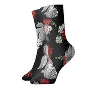 IUBBKI Calzini corti per adulti 30 cm Koi pesci e fiori unisex calzini classici calzini sportivi calze sportive per uomo donna corsa fitness uso quotidiano, Come nella foto, 40-50