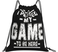 IUBBKI Cool I PAU-SED Il mio gioco per essere qui Regali Zaino nero Borse Sport Cinch Sack String Zaino Borse per la scuola Palestra Accessori da viaggio