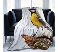 IUBBKI Coperta con cinciallegra seduta su un ramo di un albero, in flanella ultra morbida, calda e confortevole, adatta a tutte le stagioni, 80"X60"
