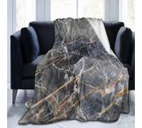 IUBBKI Coperta in flanella ultra morbida con motivo le grigio marmo scuro, texture Russia, calda e confortevole, adatta a tutte le stagioni, 50"X40"