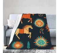 IUBBKI Coperta rustica tribale con cavalli selvaggi del sud-ovest, super morbida, accogliente, in pile di peluche, leggera e soffice, 40"x30"