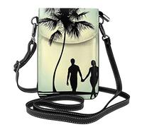 IUBBKI Coppia sposata che cammina sulla borsa del cellulare sulla spiaggia - Piccolo portafoglio in pelle a tracolla Borsa da donna con tracolla Borsa per il trasporto di cosmetici