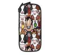 IUBBKI Doodle Farm Animals Faces Astuccio per matite Astuccio per matite di grande capacità e durevole con custodia fissa