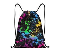 IUBBKI Glow in Dark Splatter Neon Coulisse Zaino Borsa da spiaggia impermeabile Borsa da palestra Zaino da viaggio piccolo Zaino sportivo per donna Uomo