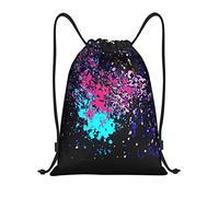 IUBBKI Glow in Dark Splatter Neon Coulisse Zaino Borsa da spiaggia impermeabile Borsa da palestra Zaino da viaggio piccolo Zaino sportivo per donna Uomo