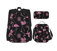 IUBBKI Gru dalle mille corone Zaino scolastico in tre pezzi per ragazze e adolescenti (combinazione borsa per la scuola + astuccio + borsa per il pranzo)