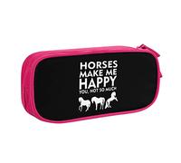 IUBBKI Horses Make Me Happy Astuccio per matite Grande capacità Astuccio per matite portatile per ufficio a doppio strato