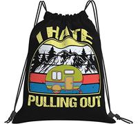 IUBBKI I Hate PullingRimorchio da viaggio retrò Regali divertenti Borse nere Zaino con cordino Borse a sacco Cinch Palestra Sport per uomini Donne Bambini Ragazze