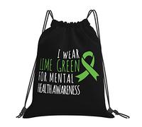IUBBKI I Wear Lime Green For MentalAwareness Draw String Backpack Zaino portatile unisex, per viaggi sportivi in palestra scolastica