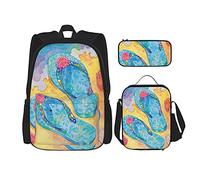 IUBBKI Infradito da spiaggia anime Zaino da scuola in tre pezzi per ragazze e adolescenti (combinazione di borsa per la scuola + astuccio + borsa per il pranzo)