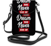 IUBBKI Inspiration Quote Work Hard Dream Big Small Cell Phone Purse Passion Word Never Give Up Borsa a tracolla per donna Portafogli e borsette Nero