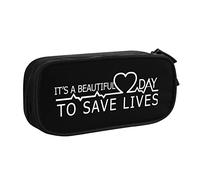 IUBBKI It's A Beautiful Day to Save Lives Astuccio per matite Astuccio per matite portatile a doppio strato per ufficio e scuola di grande capacità