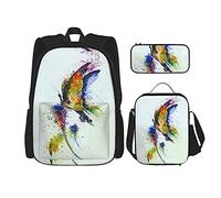 IUBBKI Kaleidoscope Butterfly Backpack Student School Book Bags Set 3 pezzi con portapranzo Astuccio per ragazzi e ragazze