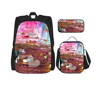 IUBBKI Love Yin and Yang Gossip Zaino scolastico in tre pezzi per ragazze e adolescenti (combinazione borsa scuola + astuccio + borsa pranzo)