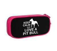 IUBBKI Mantieni la calma e ama un astuccio per matite Pitbull Astuccio per matite portatile a doppio strato per ufficio e scuola di grande capacità
