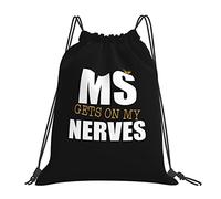 IUBBKI Ms Gets On My Nerves Multiple Sclerosis Zaino con coulisse Borsa da palestra nera Borsa sportiva Sacca per uomo Donna Bambini