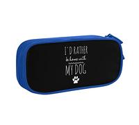 IUBBKI Preferirei stare a casa con il mio cane Astuccio per matite portatile a doppio strato per ufficio e scuola di grande capacità