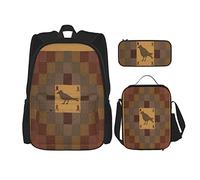 IUBBKI Set da 3 pezzi Zaini Primitive Crow Pocket Star Vine Country Book Bag Viaggio Campeggio Lavoro School Bag Astuccio Pranzo Borsa Combinazione Per Uomo Donna Ragazzi Ragazze