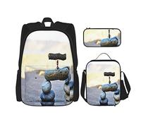 IUBBKI Set di 3 zaini Brave Ant atterra su una pietra e solleva cibo, borsa, astuccio e borsa per il pranzo, per uomini, donne, ragazzi e ragazze.