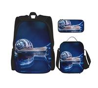 IUBBKI Set di 3 zaini con motivo a, ombra e luce, borsa per libri, astuccio portapenne, borsa per il pranzo, per uomini, donne, ragazzi e ragazze.