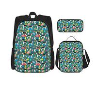 IUBBKI Set di 3 zaini con motivo Schnauzer, castelli di sabbia, cane, borsa, astuccio e borsa per il pranzo, per uomini, donne, ragazzi e ragazze.
