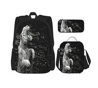 IUBBKI Set di 3 zaini con stampa artistica di tigre bianca, sfondo, borsa per libri, astuccio per matite, borsa per il pranzo, per uomini, donne, ragazzi e ragazze.
