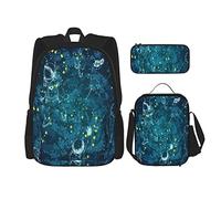IUBBKI Set di 3 zaini per astronavi, passeggeri, astronauti, borsa, astuccio, borsa per il pranzo, combinazione per uomini, donne, ragazzi e ragazze.