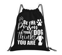 IUBBKI Sii la persona che il tuo cane pensa di essere Draw String Backpack Zaino portatile unisex, per viaggi sportivi in palestra scolastica