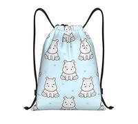 IUBBKI Simpatico zaino con coulisse ippopotamo Borsa da spiaggia impermeabile Borsa da palestra Zaino da viaggio piccolo Zaino sportivo per donna Uomo