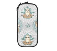 IUBBKI Sloth Bear Yoga Mandalas Astuccio per matite di grande capacità e durevole Borsa per penne con custodia con cerniera