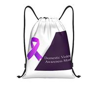 IUBBKI Zaino con coulisse e nastro viola per il mese di sensibilizzazione sulla violenza domestica, piccolo zaino da viaggio, borsa sportiva per donne e uomini
