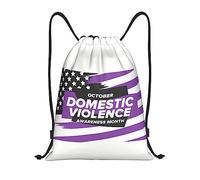 IUBBKI Zaino con coulisse e nastro viola per il mese di sensibilizzazione sulla violenza domestica, piccolo zaino da viaggio, borsa sportiva per donne e uomini