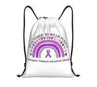 IUBBKI Zaino con coulisse e nastro viola per il mese di sensibilizzazione sulla violenza domestica, piccolo zaino da viaggio, borsa sportiva per donne e uomini